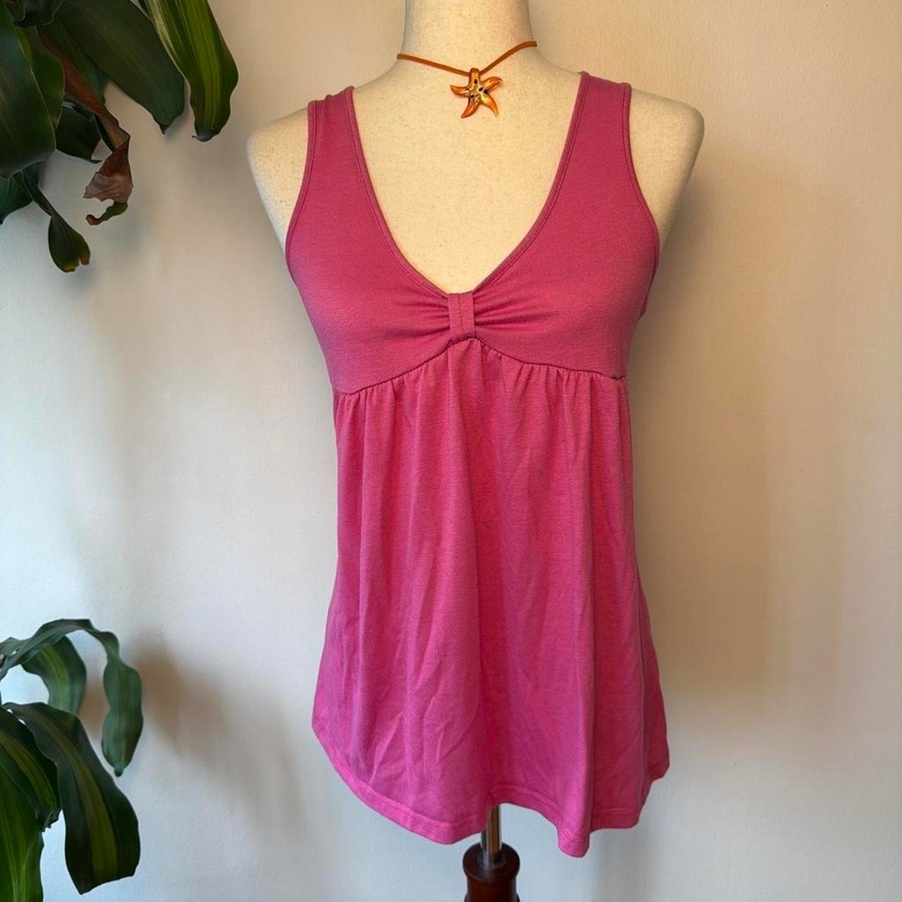 Xhilaration Pink Babydoll Tank Top Sleeveless Ruched Bow Y2K Retro Large